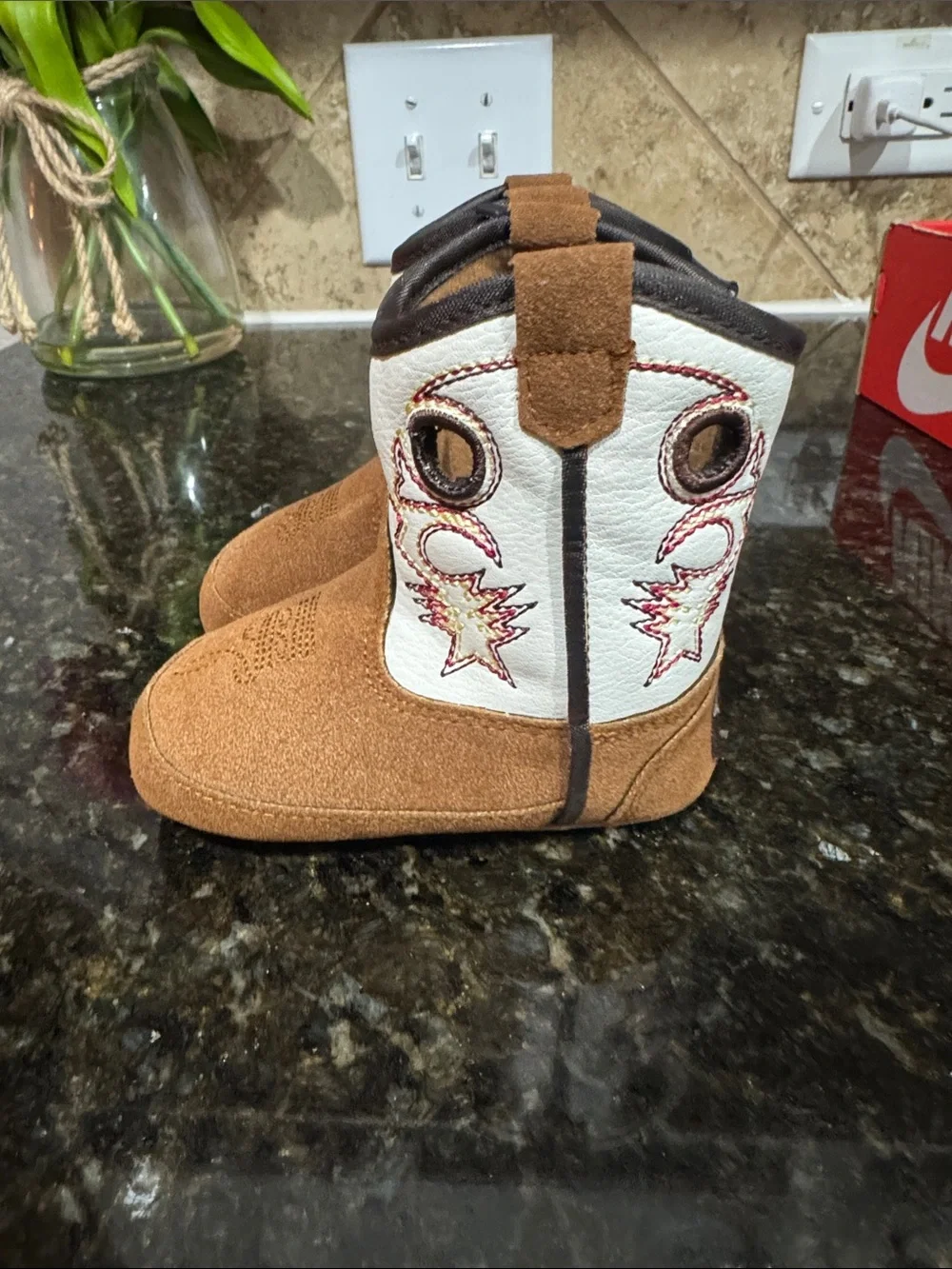 Infant Cowboy Booties in Brown and White - Twister Trey